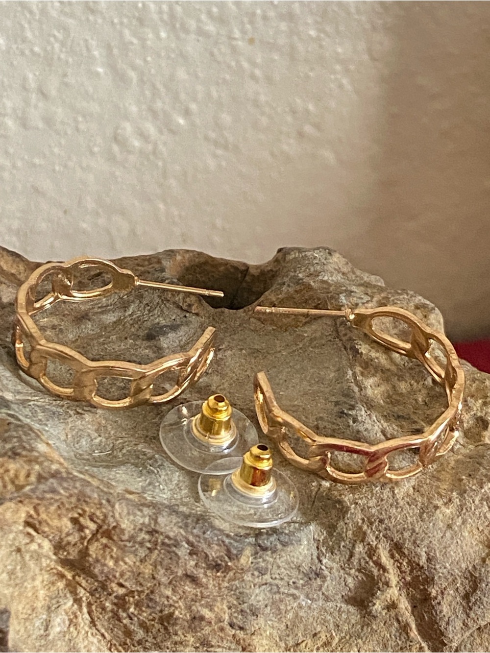 5/$10❤️❤️❤️NEW Gold Tone Zinc Alloy Chain-Link Hoop Earrings